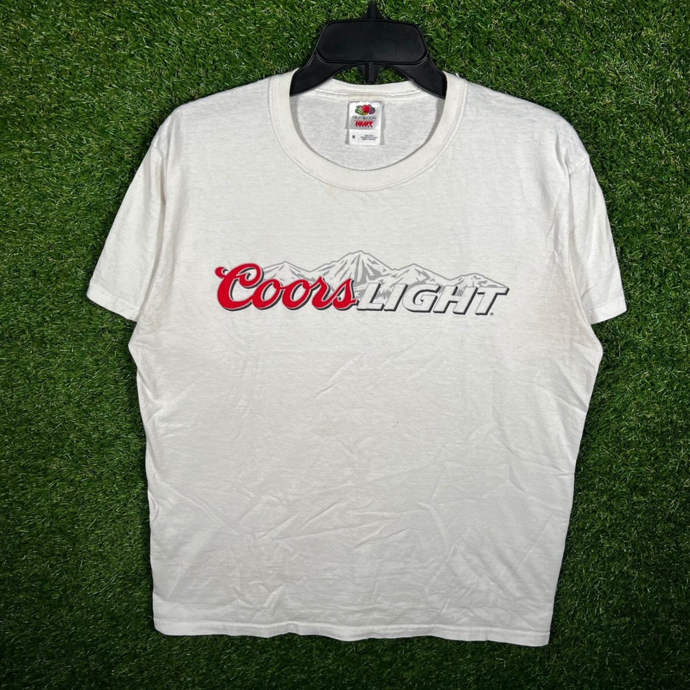 Fruit of the Loom Coors Light Graphic T-Shirt Mens Medium White Heavy Cotton